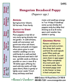 Renee's Garden Poppy Hungarian Breadseed 5 Renee's Garden Poppy Hungarian Breadseed -Miller Salgsbutik 5495 pb